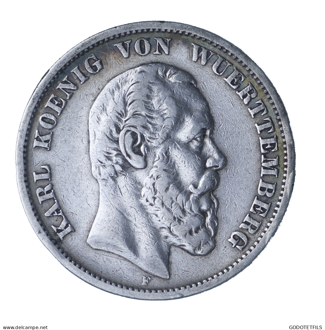 Allemagne-Royaume De Wurtemberg-Karl Ier 5 Mark 1876 Stuttgart - 2, 3 & 5 Mark Argent