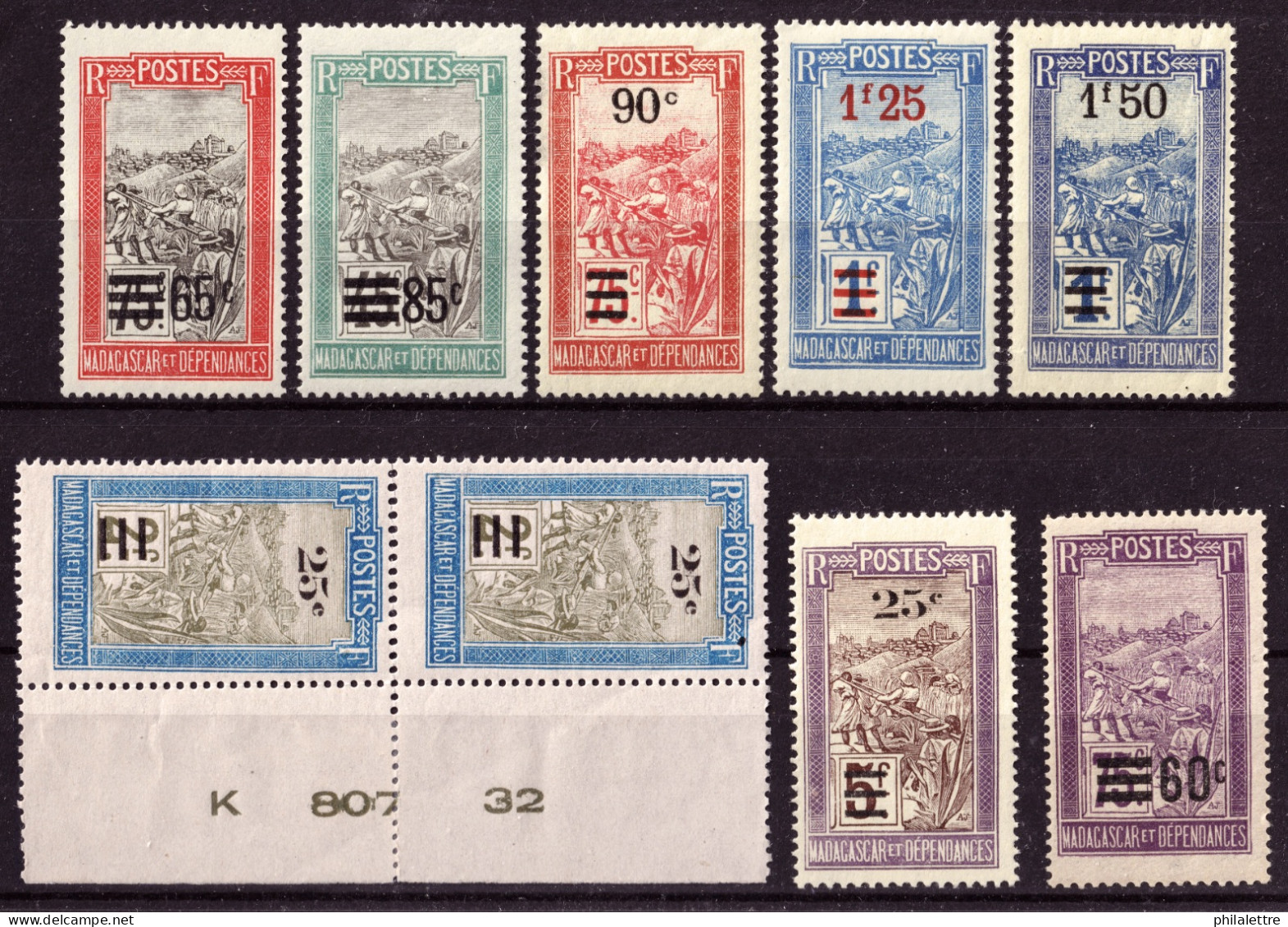 MADAGASCAR - 1922/27 - Yv.145 (x2), 146, 147, 148, 149, 150, 151 & 152 - TB Neufs** - Unused Stamps