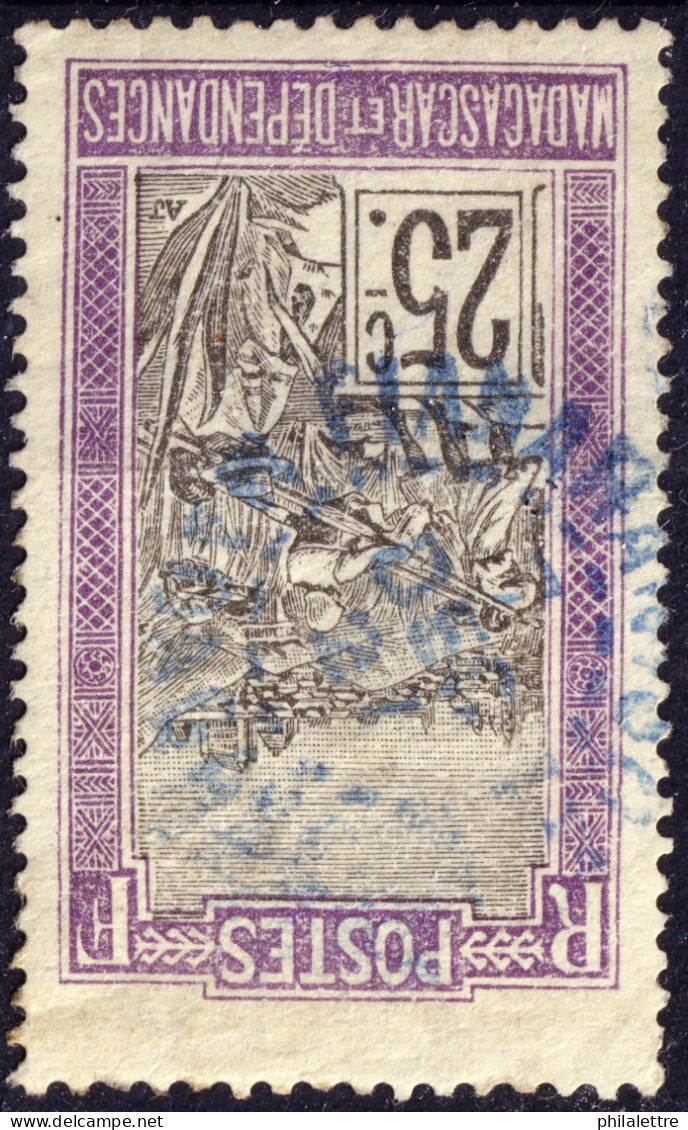 MADAGASCAR - 1927 - TàD Bleu "FIANARANTSOA / MADAGASCAR" Sur Yv.134 25c Violet & Noir - TB - Usati