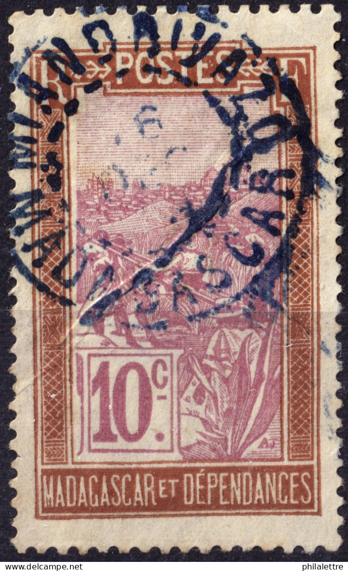 MADAGASCAR - 1924(?) - TàD Bleu "MIANDRIVAZO / MADAGASCAR " Sur Yv.133 10c Brun-jaune & Violet - TB - Usati