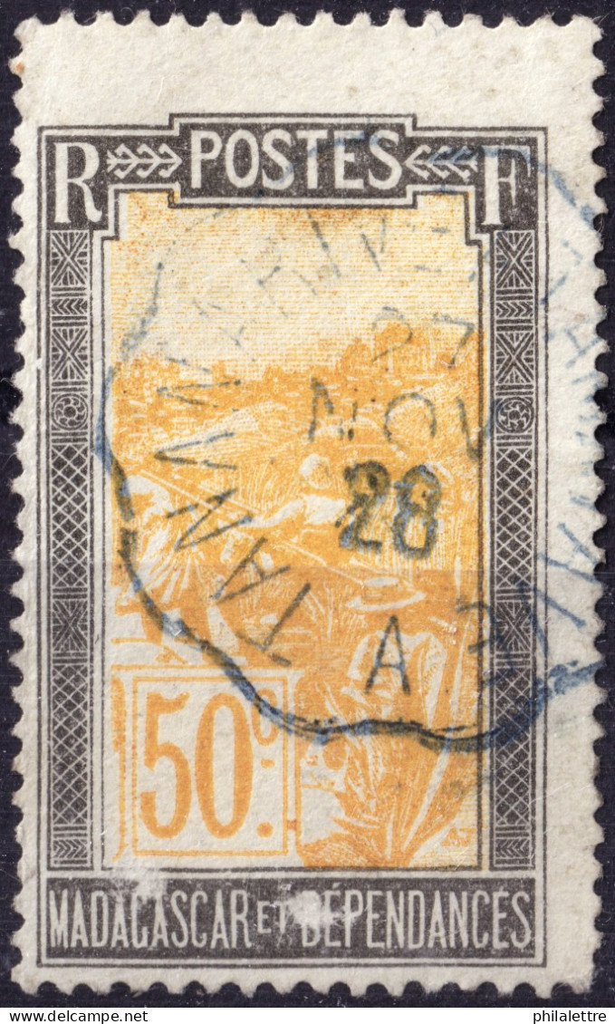 MADAGASCAR - 1927 - TàD Convoyeur Bleu "TAMATAVE À TANANARIVE / A" Sur Yv.139 50c Noir & Ocre - TB - Used Stamps