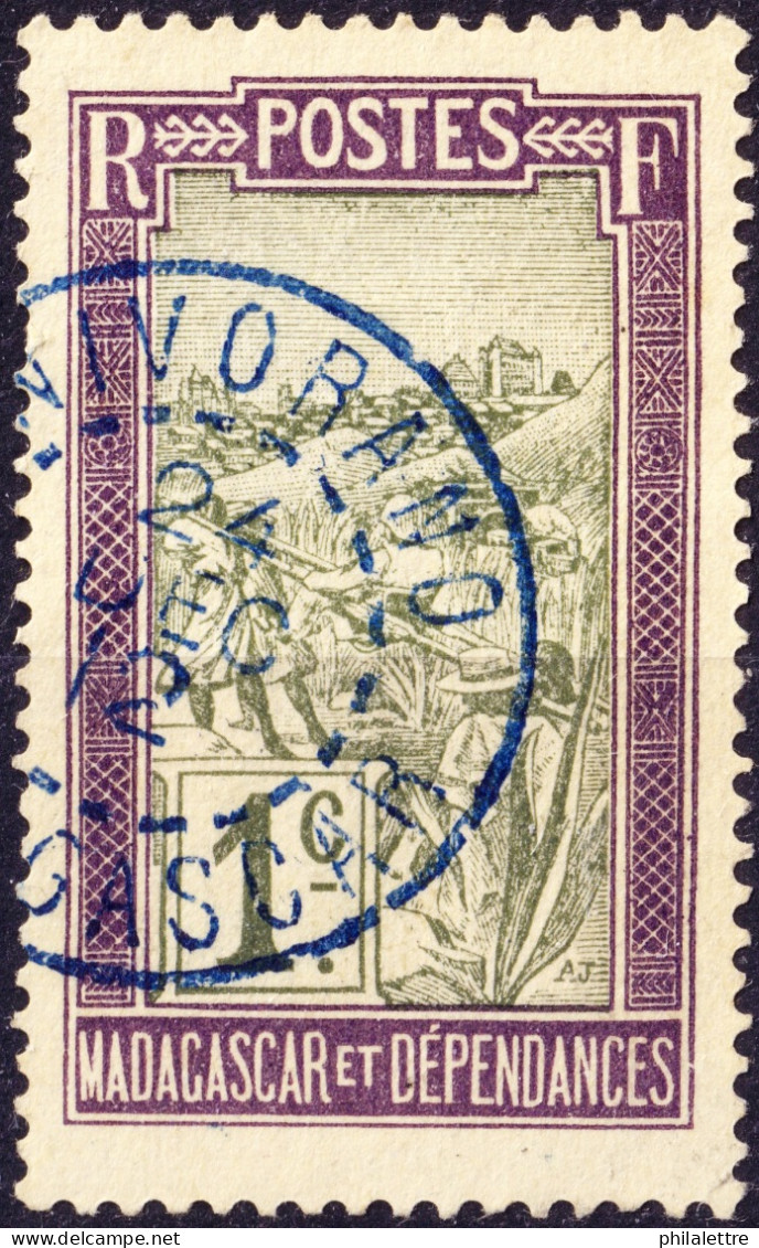 MADAGASCAR - 1912 - TàD Bleu "ANIVORANO / MADAGASCAR" Sur Yv.94 1c Violet & Olive - TB - Oblitérés