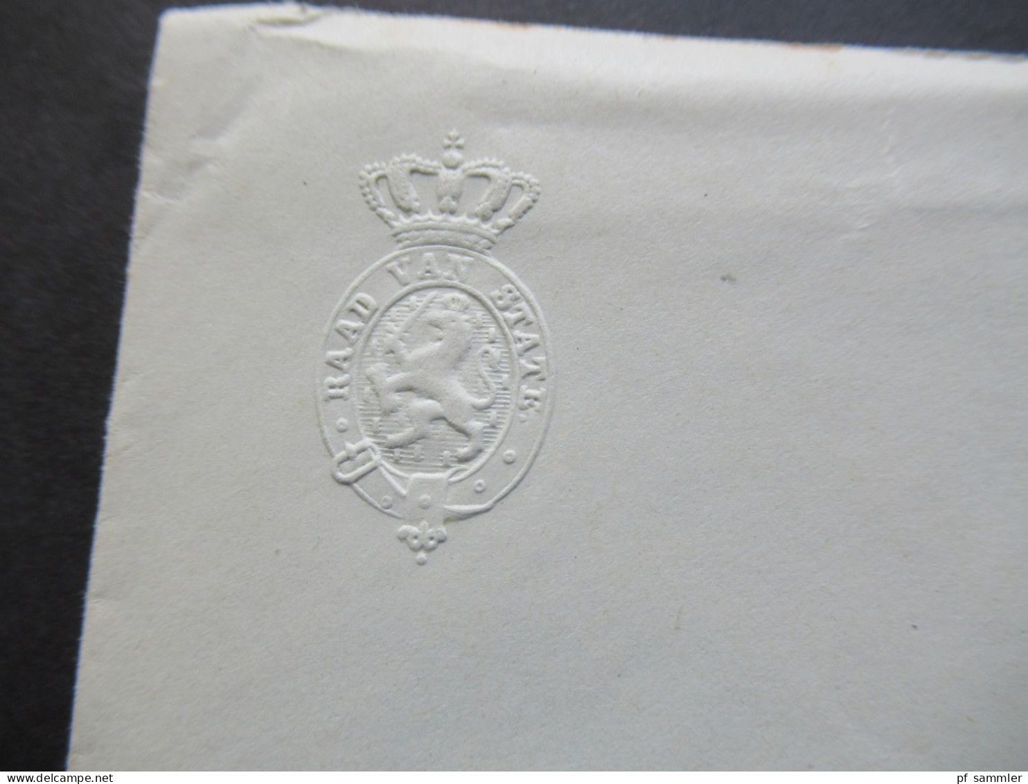 Niederlande 1950 Stempel Mit Motiv Kran Und Geprägtes Wappen Auf Dem Umschlag Raad Van State - Storia Postale