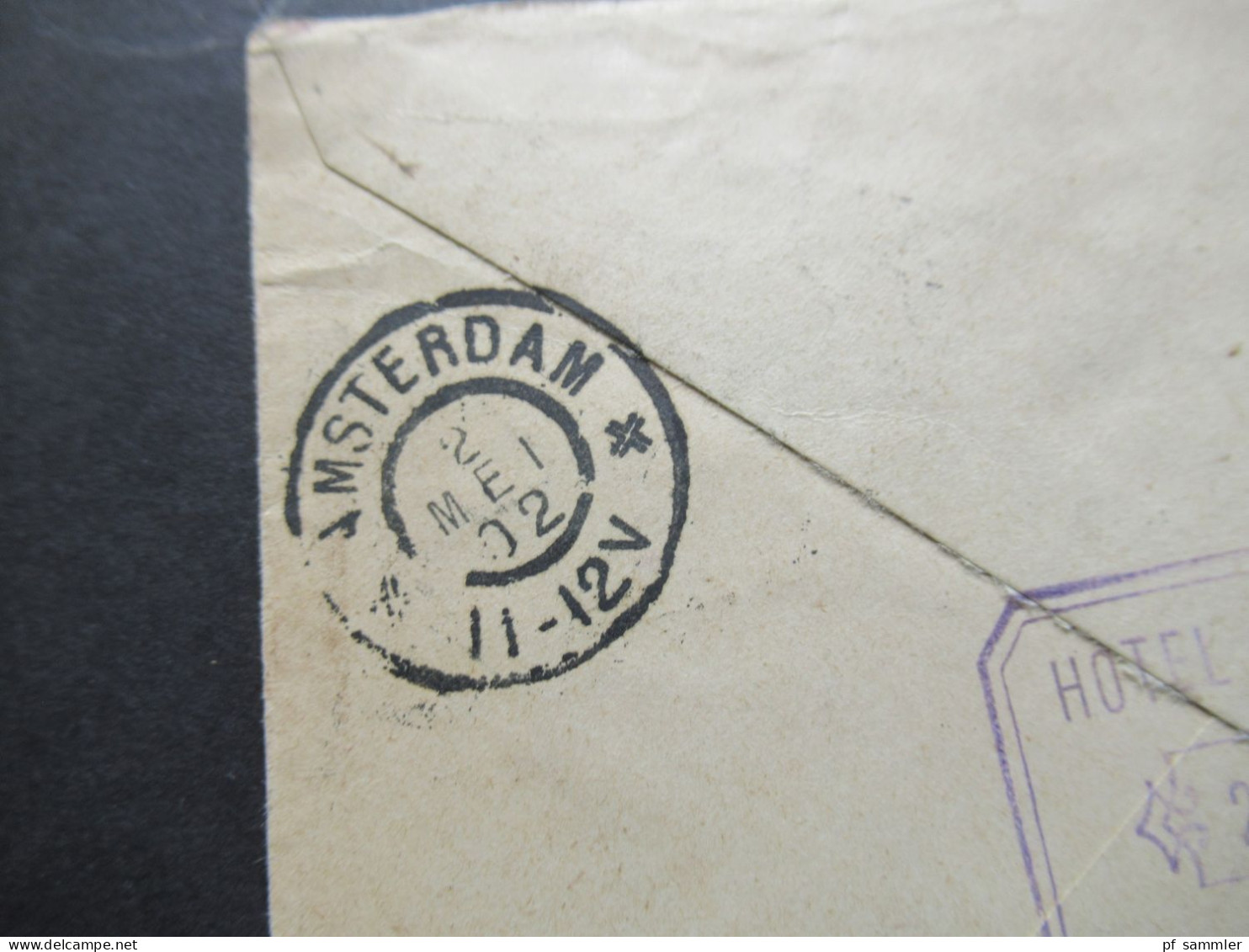 Niederlande 1902 GA Umschlag mit ZuF Amsterdam nach Algier (Algerien) / rücks. Stp. Hotel de la Regence Alger / retour