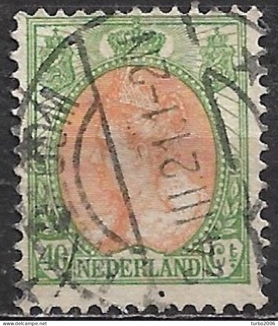 Afwijking Gebroken Straal Links Bovenin In 1899 Koningin Wilhelmina 40 Cent Groen / Oranje NVPH 73 - Plaatfouten En Curiosa