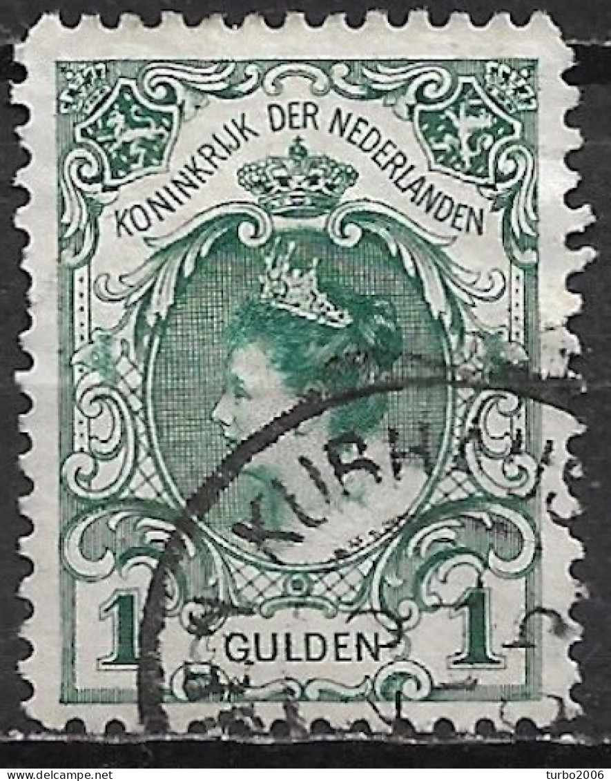 Afwijking Krasje Door 1e K Van Koninkrijk In 1899 Koningin Wilhelmina 1 Gulden Groen NVPH 77 - Errors & Oddities