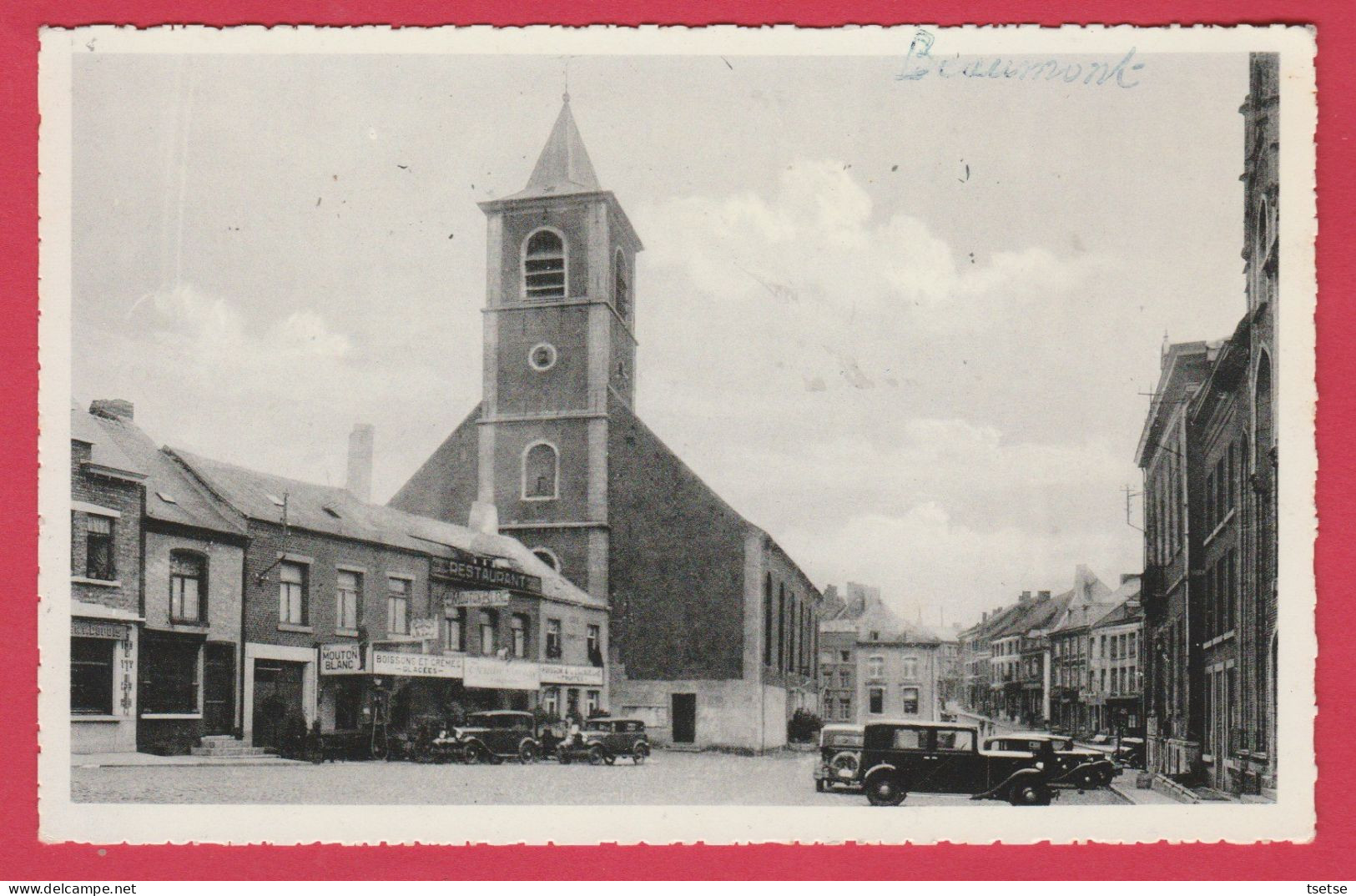 Beaumont - Grand'Place - Restaurant-Café " Au Mouton Blanc " ... Oldtimer ( Voir Verso ) - Beaumont