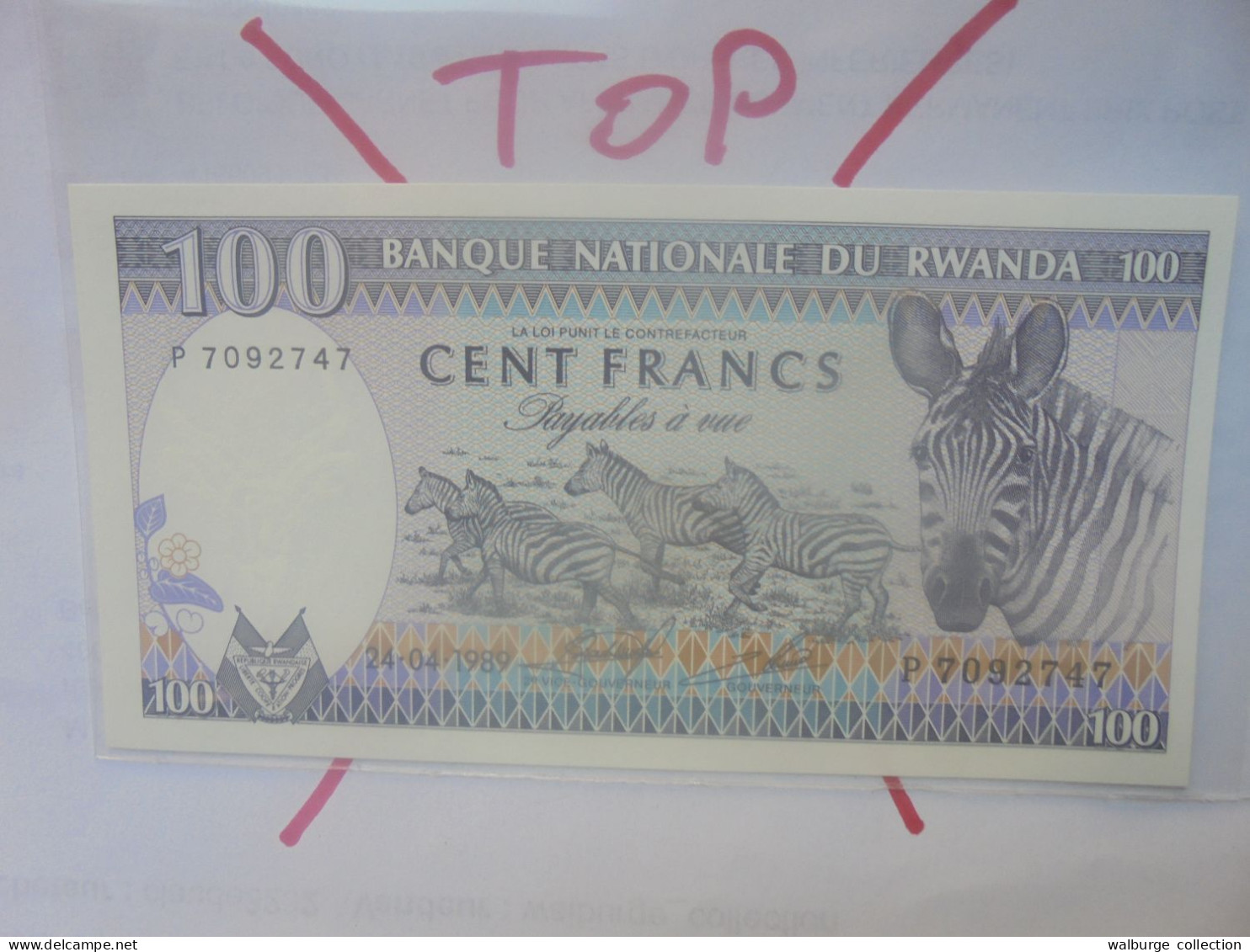 RWANDA 100 Francs 1989 Neuf (B.29) - Rwanda