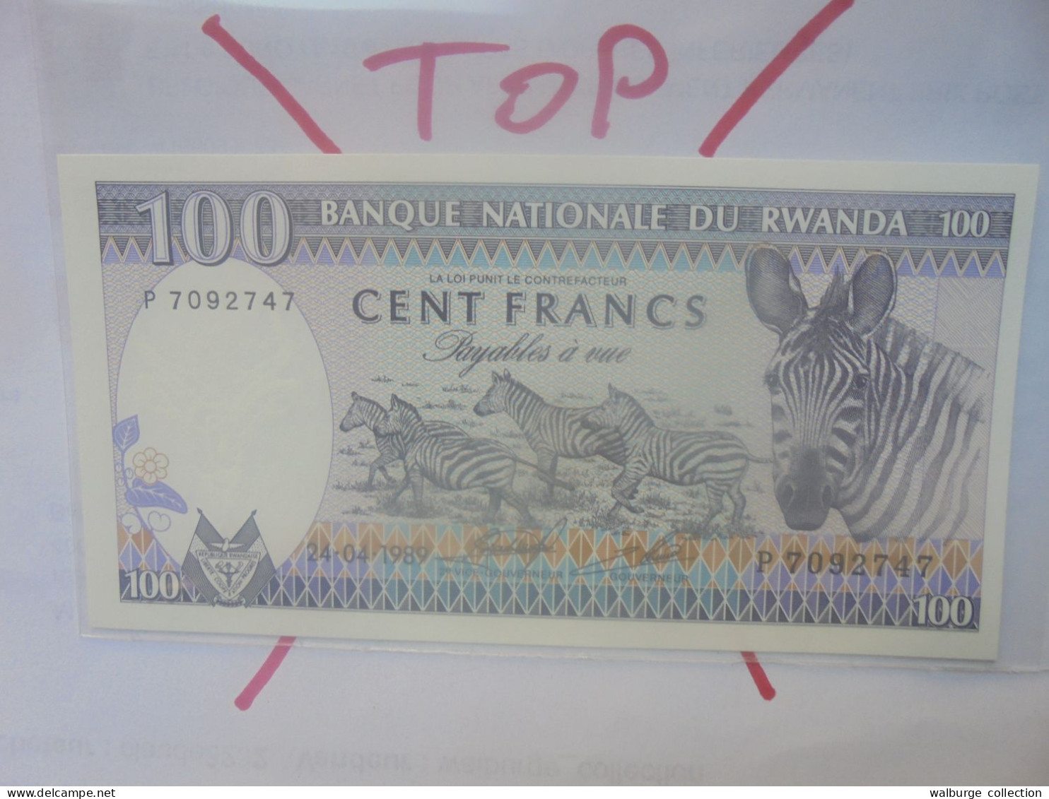 RWANDA 100 Francs 1989 Neuf (B.29) - Ruanda