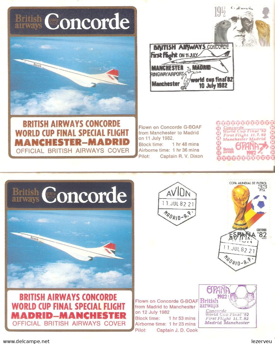 CONCORDE Special FLIGHT BRITISH AIRWAYS Manchester Madrid FINAL WORLD CUP FOOT JULY 1982 - Autres & Non Classés