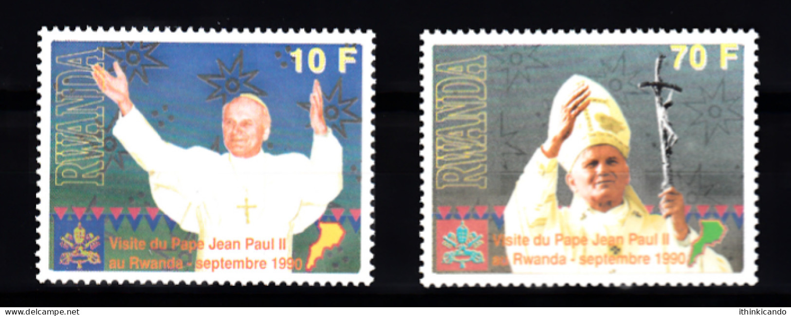 Rwanda 1990 Mi 1439-1440 Paul II Set MNH - Unused Stamps