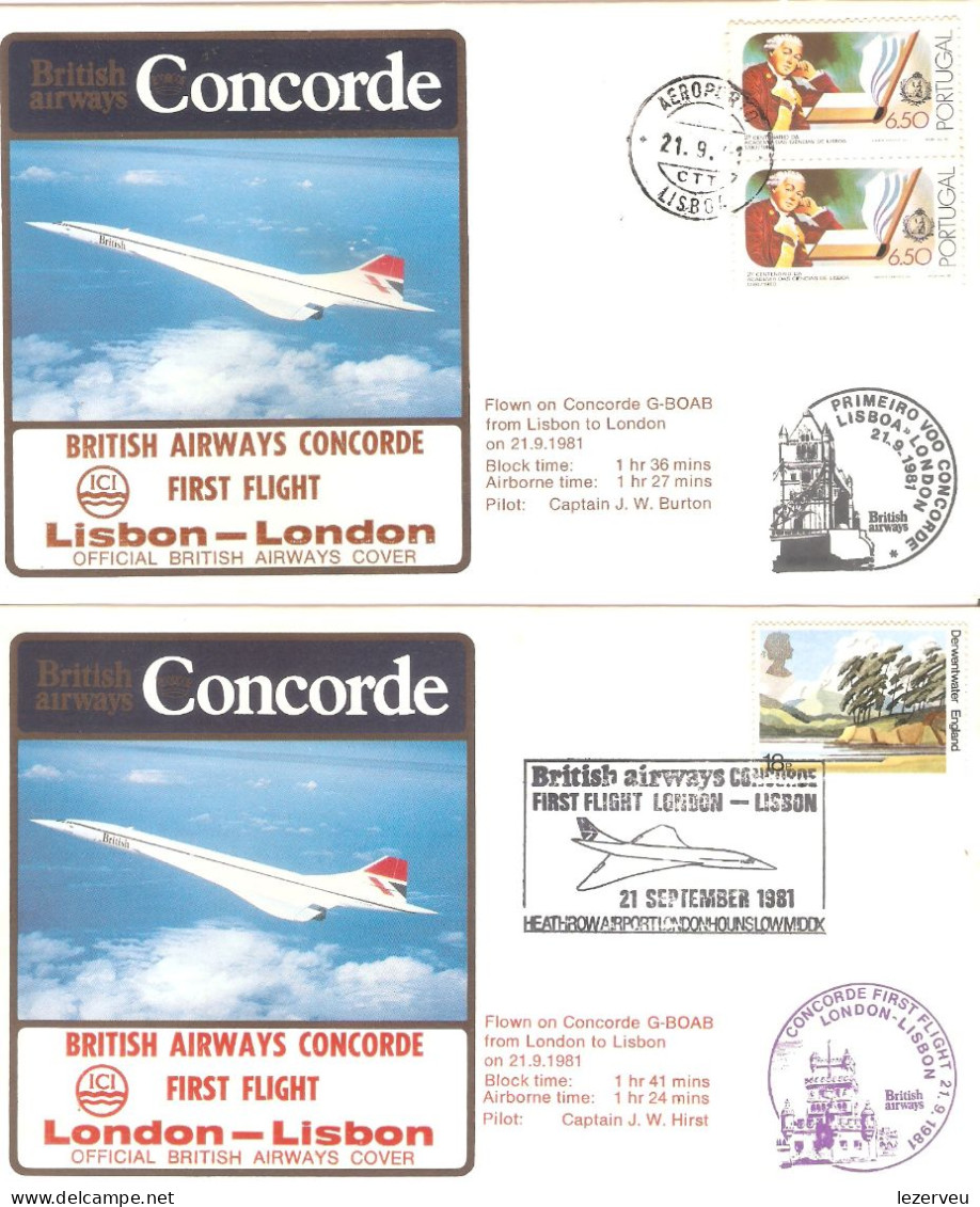 CONCORDE PREMIER 1er VOL FIRST FLIGHT BRITISH AIRWAYS LONDON LISBON LISBONNE 1981 - Otros & Sin Clasificación