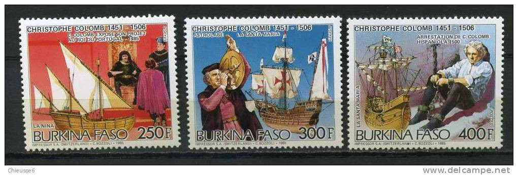 S - Burkina-Faso ** N° 693 à 695 - Hommage à Christophe Colomb - Burkina Faso (1984-...)