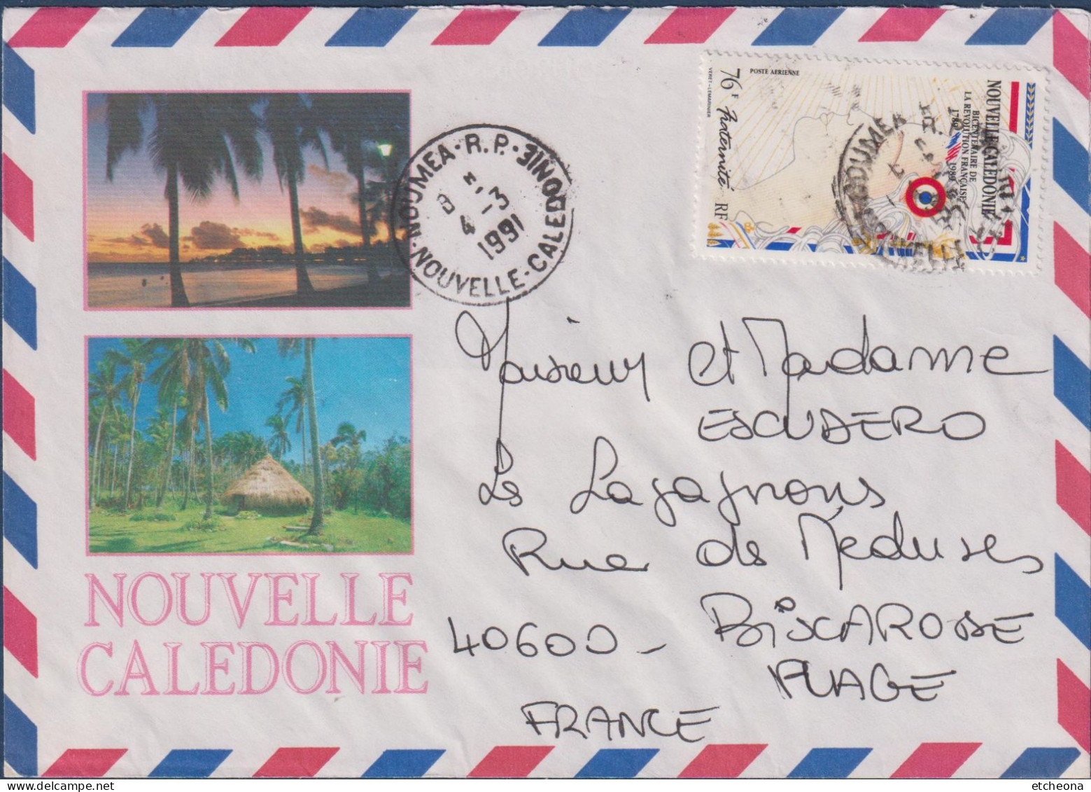 Enveloppe Illustrée Timbre N°262 Nouméa RP Nouvelle Calédonie 4.3.1991 - Cartas & Documentos