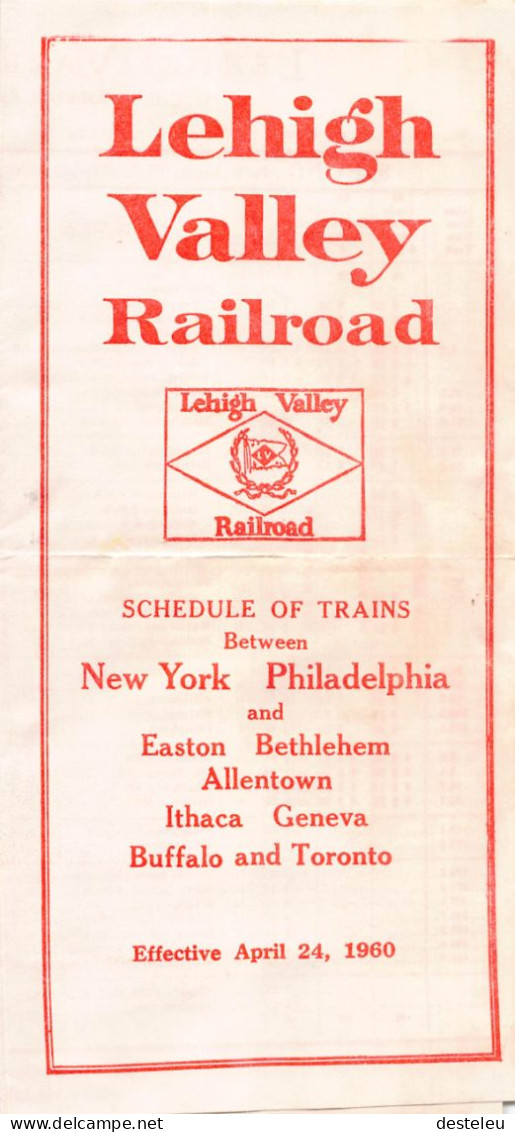 Lehigh Valley Railroad Time Table Philadelphia Easton Bethlehem Allentown Ithaca Geneva Buffalo Toronto- New-York - Welt