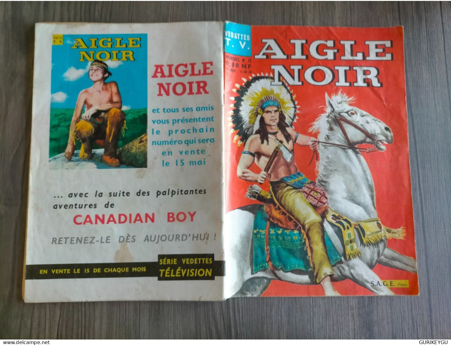 BD AIGLE NOIR  N° 12  SAGE EO CANADIAN BOY 15/04/1962 - Tintin