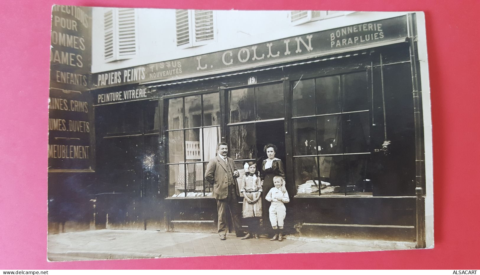 Carte Photo Commerce Bonneterie , Parapluies , Papier Peints L COLLIN, Paris Rue Des 2 Boules ? - Mercaderes