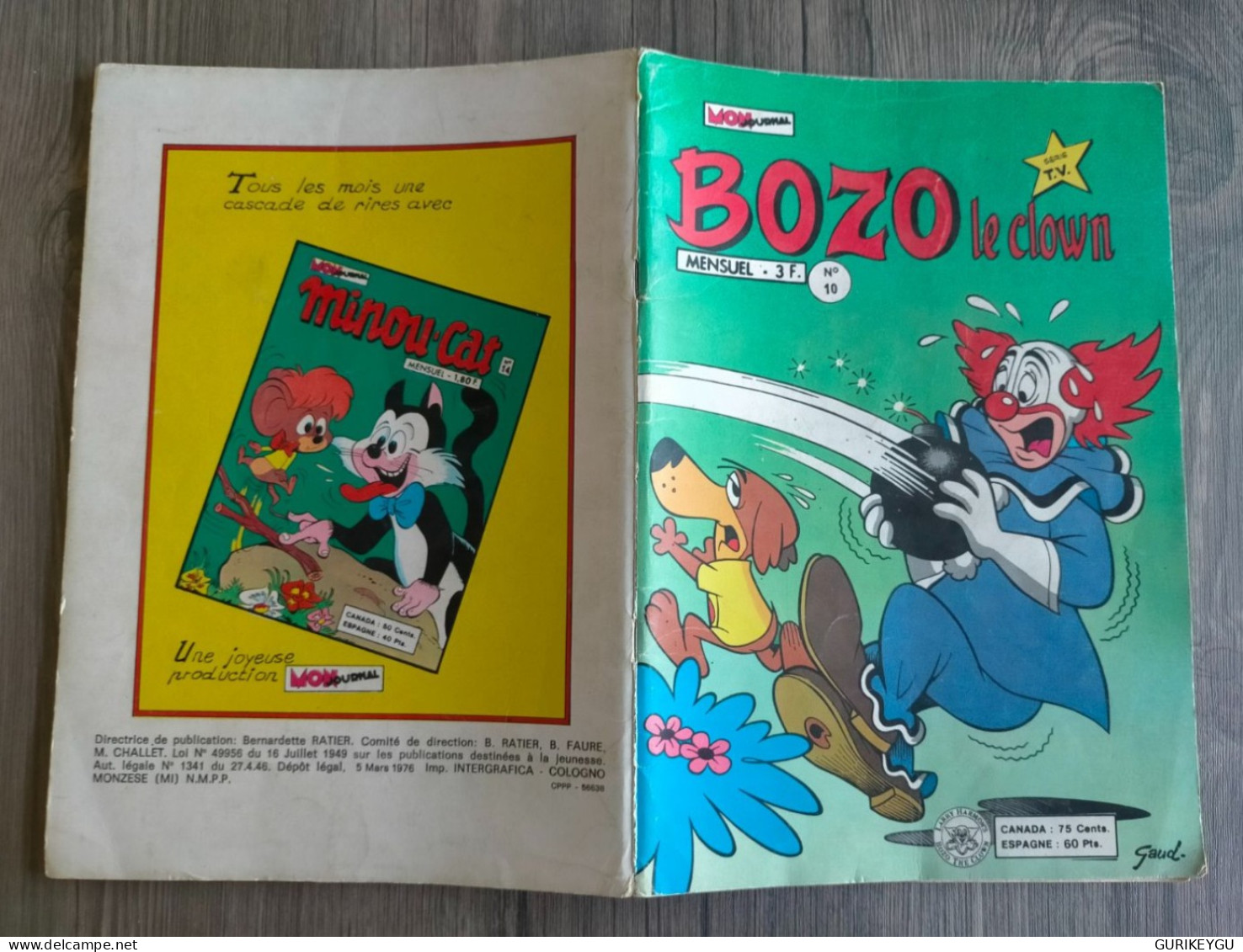 BD BOZO Le Clown N°  10 Série TV EO Du 05/03/1976 - Tintin