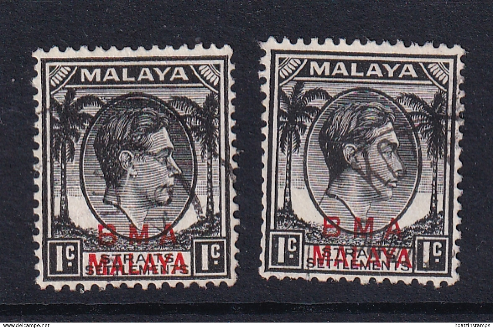 B.M.A. (Malaya): 1945/48   KGVI 'B.M.A.' OVPT   SG1/1b    1c    [Chalk & Ordinary]  Used - Malaya (British Military Administration)