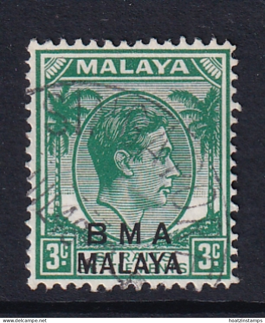 B.M.A. (Malaya): 1945/48   KGVI 'B.M.A.' OVPT   SG4a    3c  Blue-green  [ordinary]    Used  - Malaya (British Military Administration)