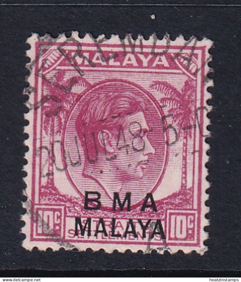 B.M.A. (Malaya): 1945/48   KGVI 'B.M.A.' OVPT   SG8c    10c  Magenta  Used  - Malaya (British Military Administration)