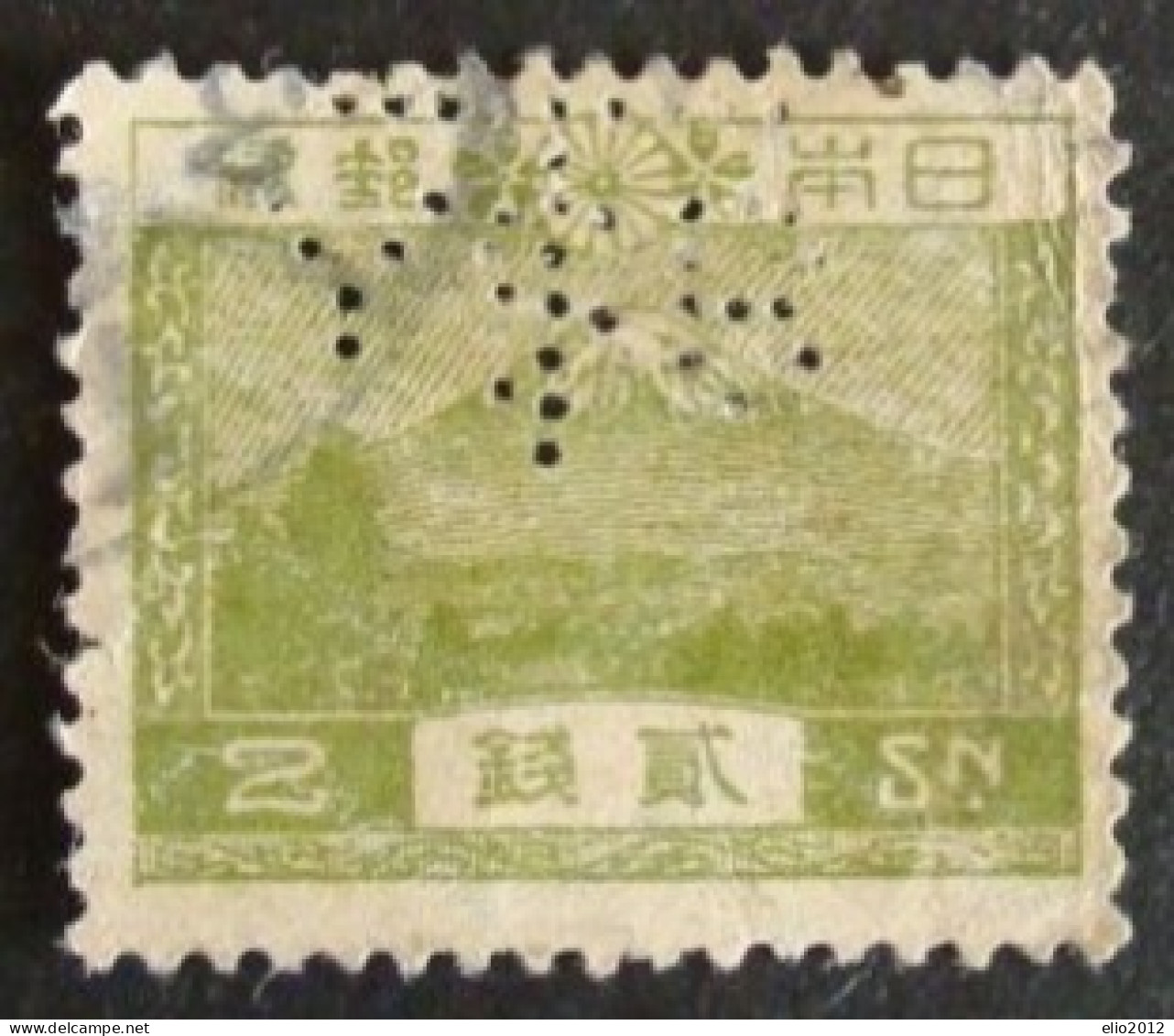 Perfin Francobollo Giappone - 1926 - 2 S - Gebruikt