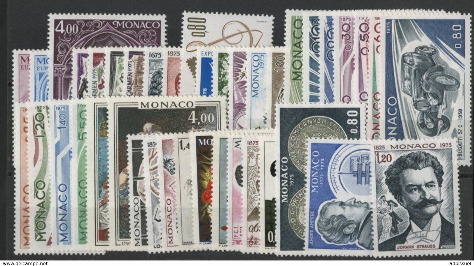 MONACO ANNEE COMPLETE 1975 COTE 102 € NEUFS ** MNH N° 1003 à 1042 Soit 40 Timbres. TB - Annate Complete