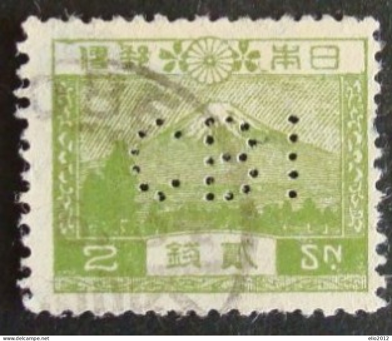 Perfin Francobollo Giappone - 1926 - 2 S - Gebruikt
