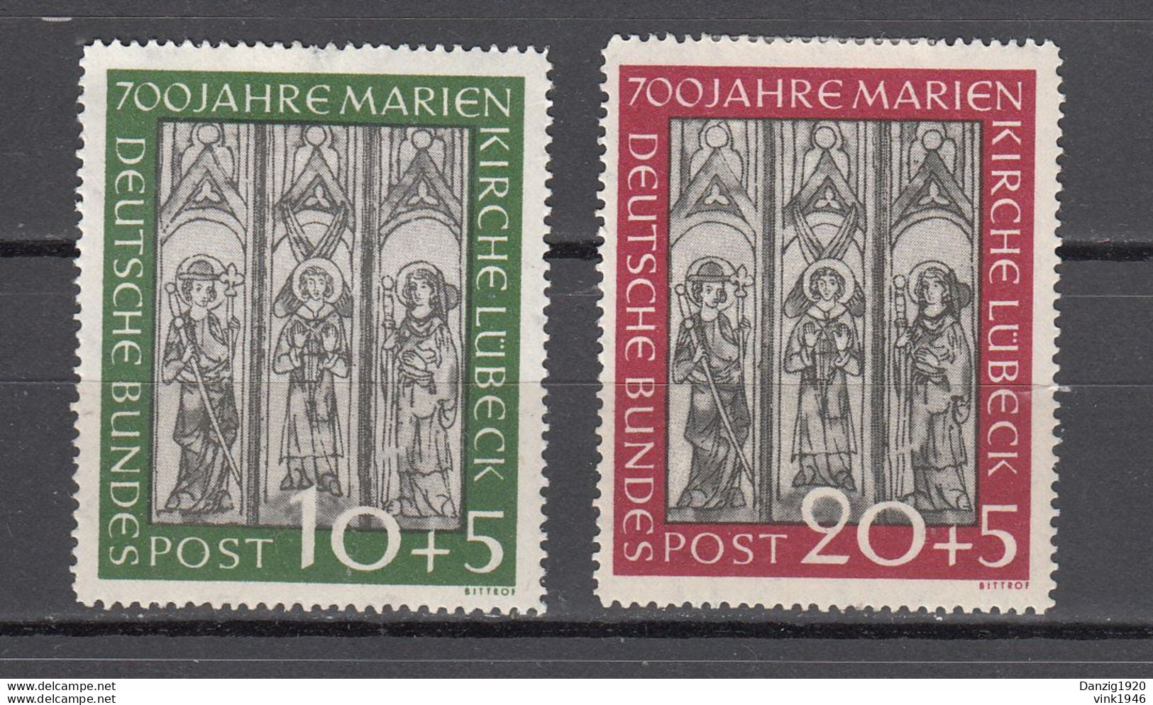 Bund 1951,Mi 139-140.Marienkirche,Postfrisch Mit Falz(D3488) - Gebraucht