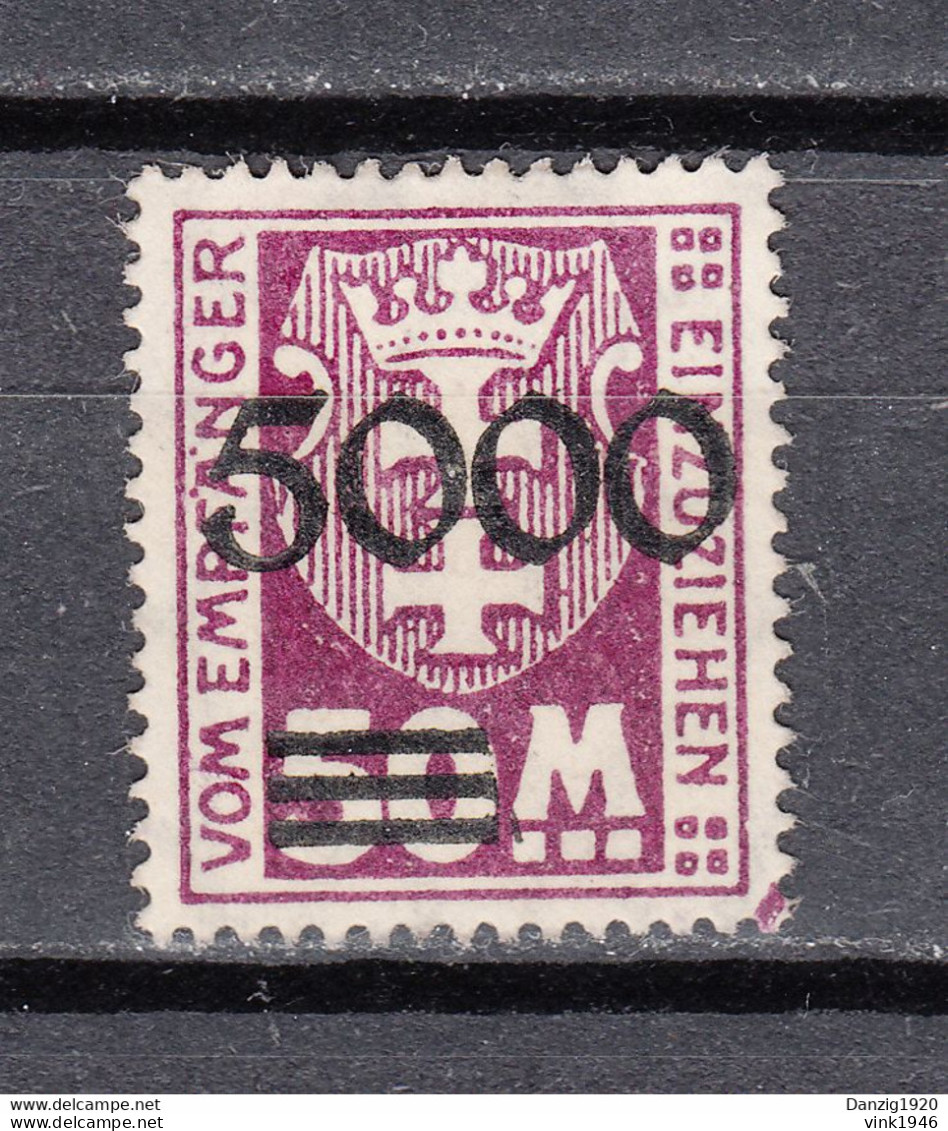 Danzig 1923,Mi P26,ABART,AF,Klischeenagelabdruck Rechtsunten,Ungebraucht(D3424) - Taxe