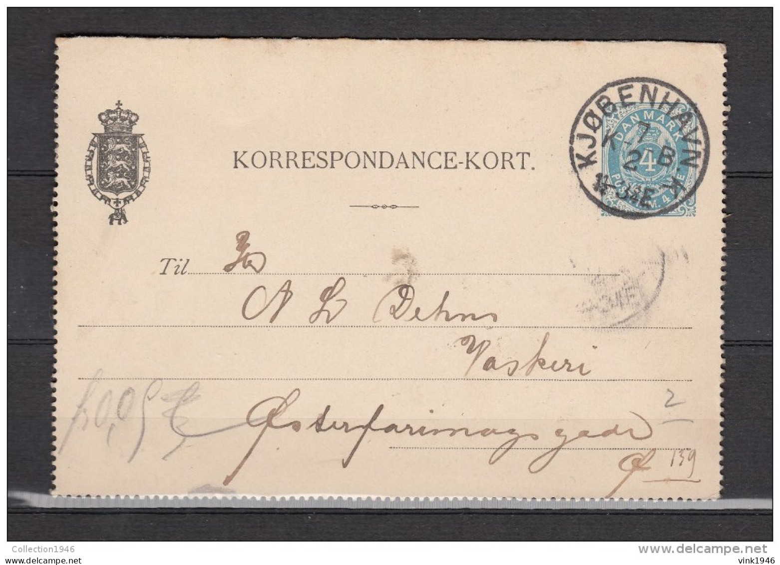 Danmark,ca 1875,korrespondance-kort,KJOBENHAVN,Used/Gestempeld(L1601) - Brieven En Documenten