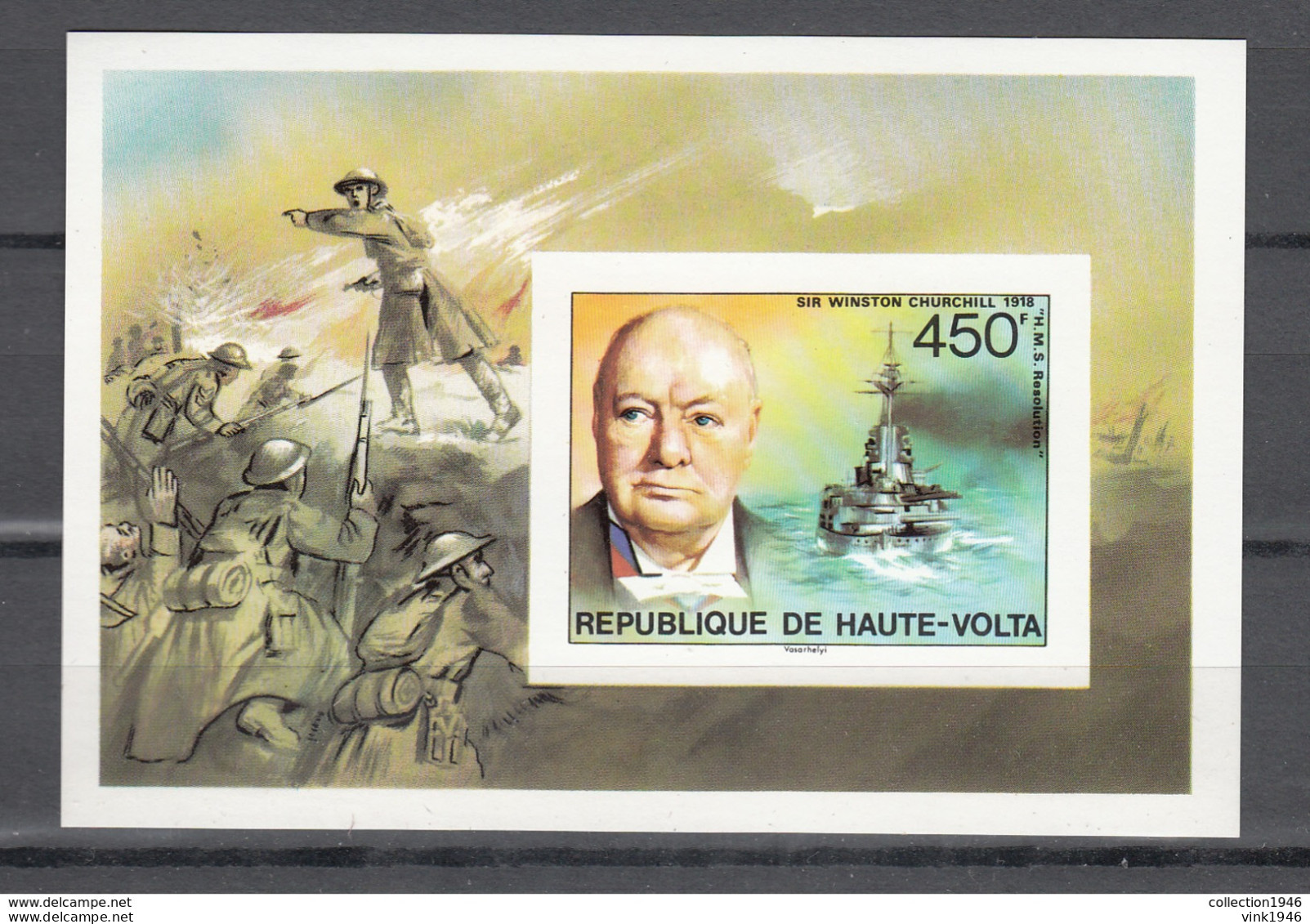 Upper Volta Haute-Volta 1975,1V In Block,winston Churchill,ships,schepen,schiffe,navires,boot,boat,MNH/Postfris(L2946) - Sir Winston Churchill