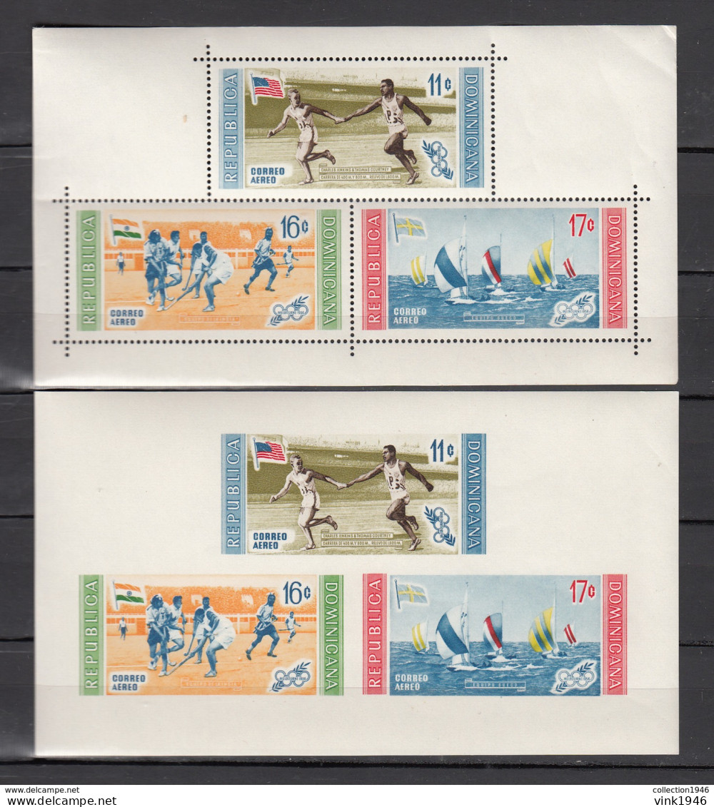 Dominican Republic1958,2 Blocks,Perf+Imperf,hockey,sailing,estafette,,MNH/Postfris(L3085) - Hockey (su Erba)