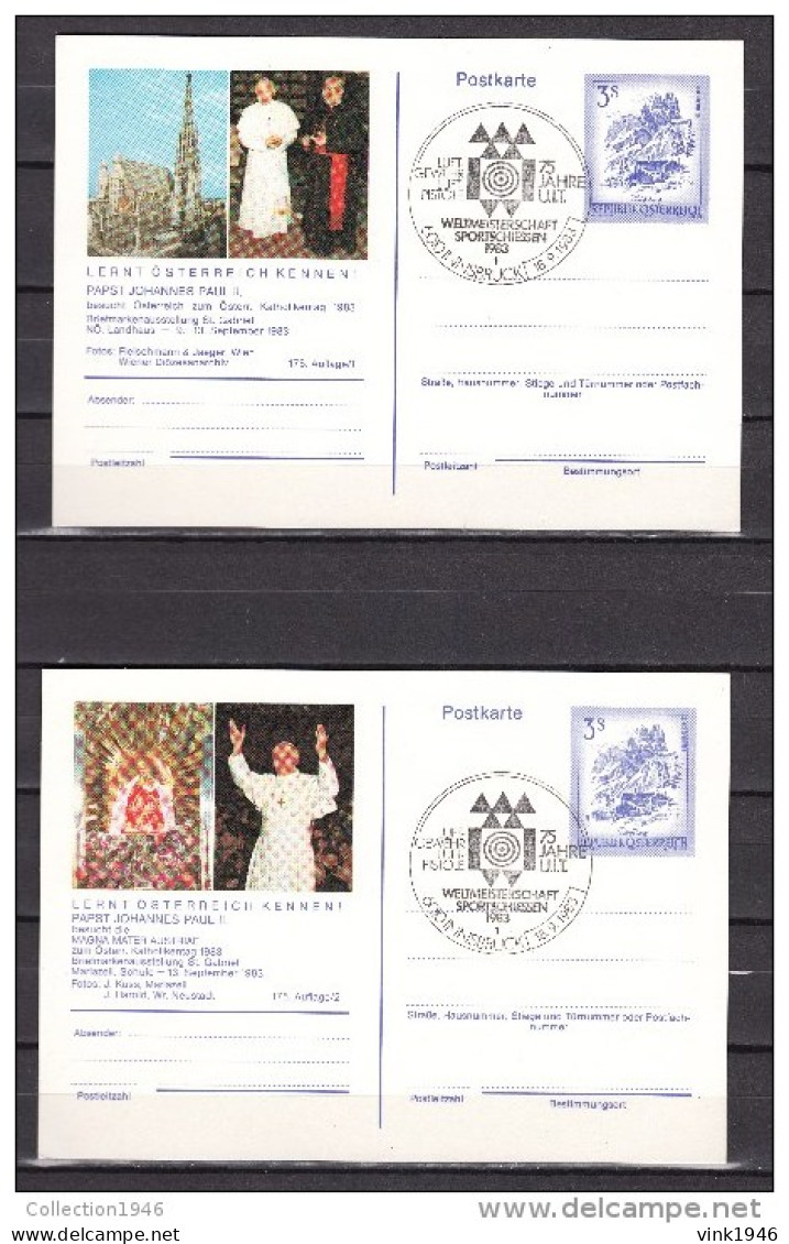österreich Austria 1983,2 Postkarten Mit Stempel Weltmeisterschaft Sportschiessen 1983,75 Jahre U.I.T.(L1861) - Tiro (armas)