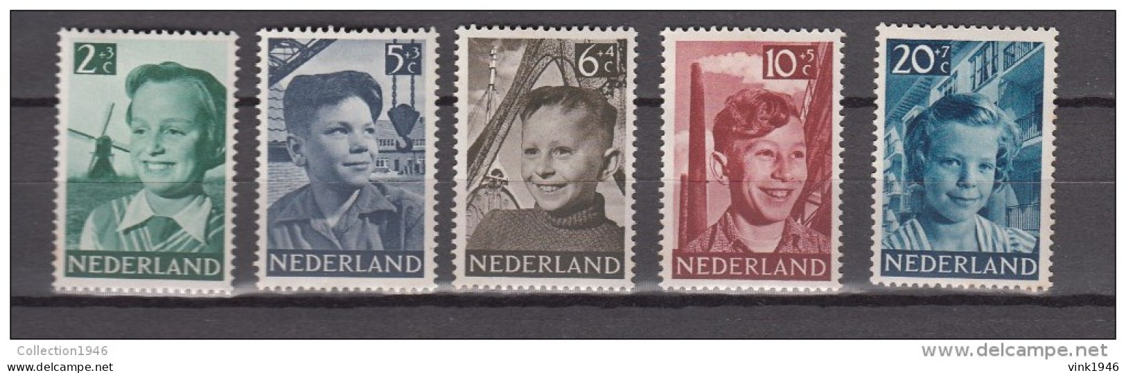 Netherlands 1951,5V,set,children,kinderen,industry,mill,industria,molen,molino,MH/Ongebruikt(A1591 - Usines & Industries