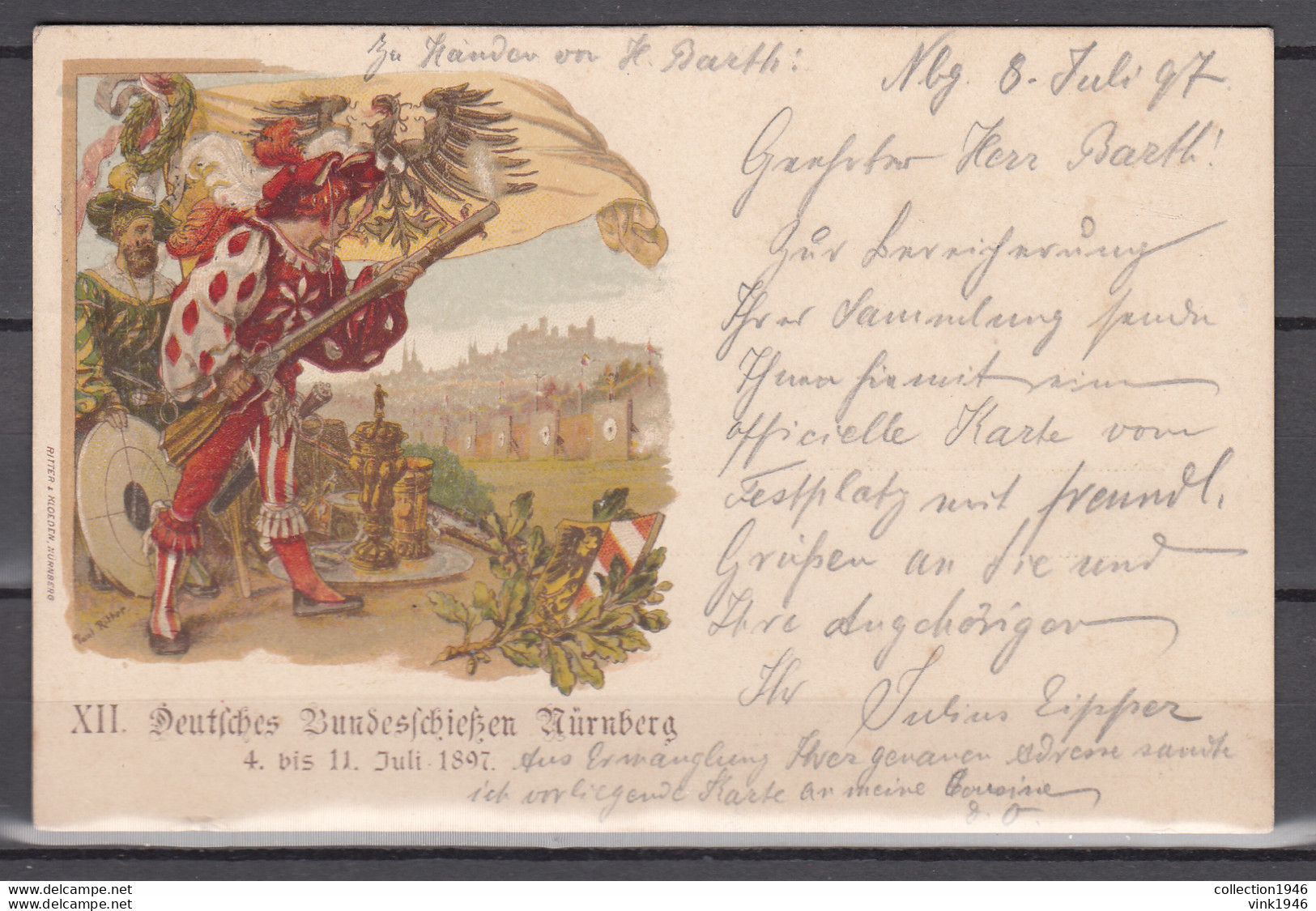 Bayern 1897,postkarte XII Deutsches Bundesschiessen Nürnberg,echt Gelaufen(C508) - Tir (Armes)