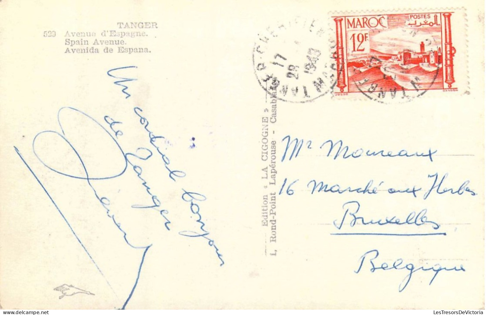 MAROC - Tanger - Avenue D'Espagne - Carte Postale Ancienne - Tanger