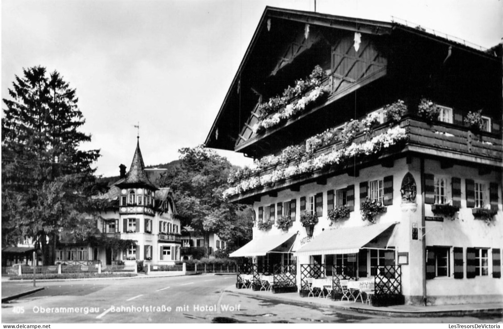 ALLEMAGNE - Oberammergau - Bahnhofstrabe Mit Hotel Wolf - Carte Postale Ancienne - Oberammergau