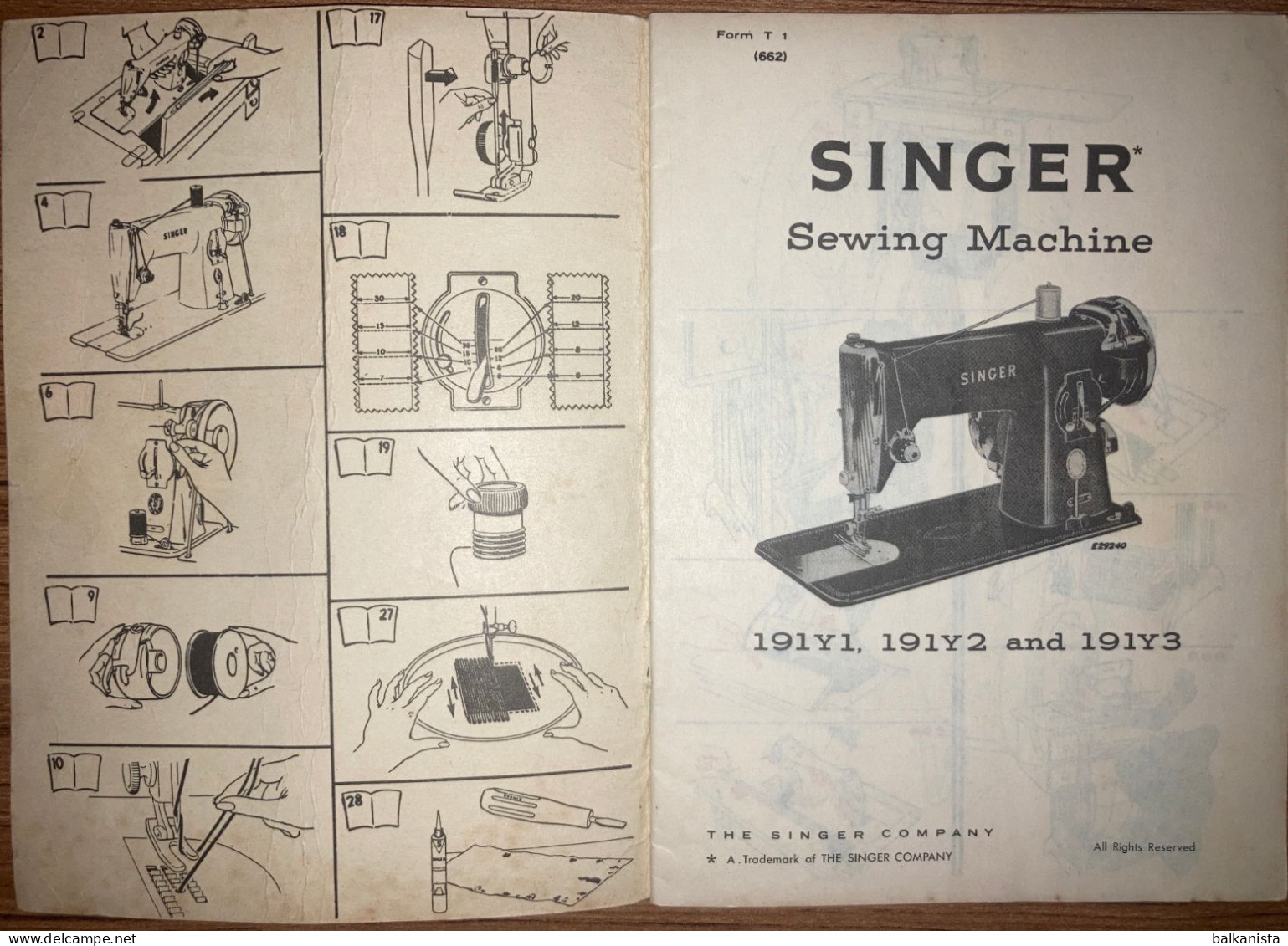 Singer Sewing Machine Manual - No 191Y1 - 191Y2 - 191Y3 - Other Plans