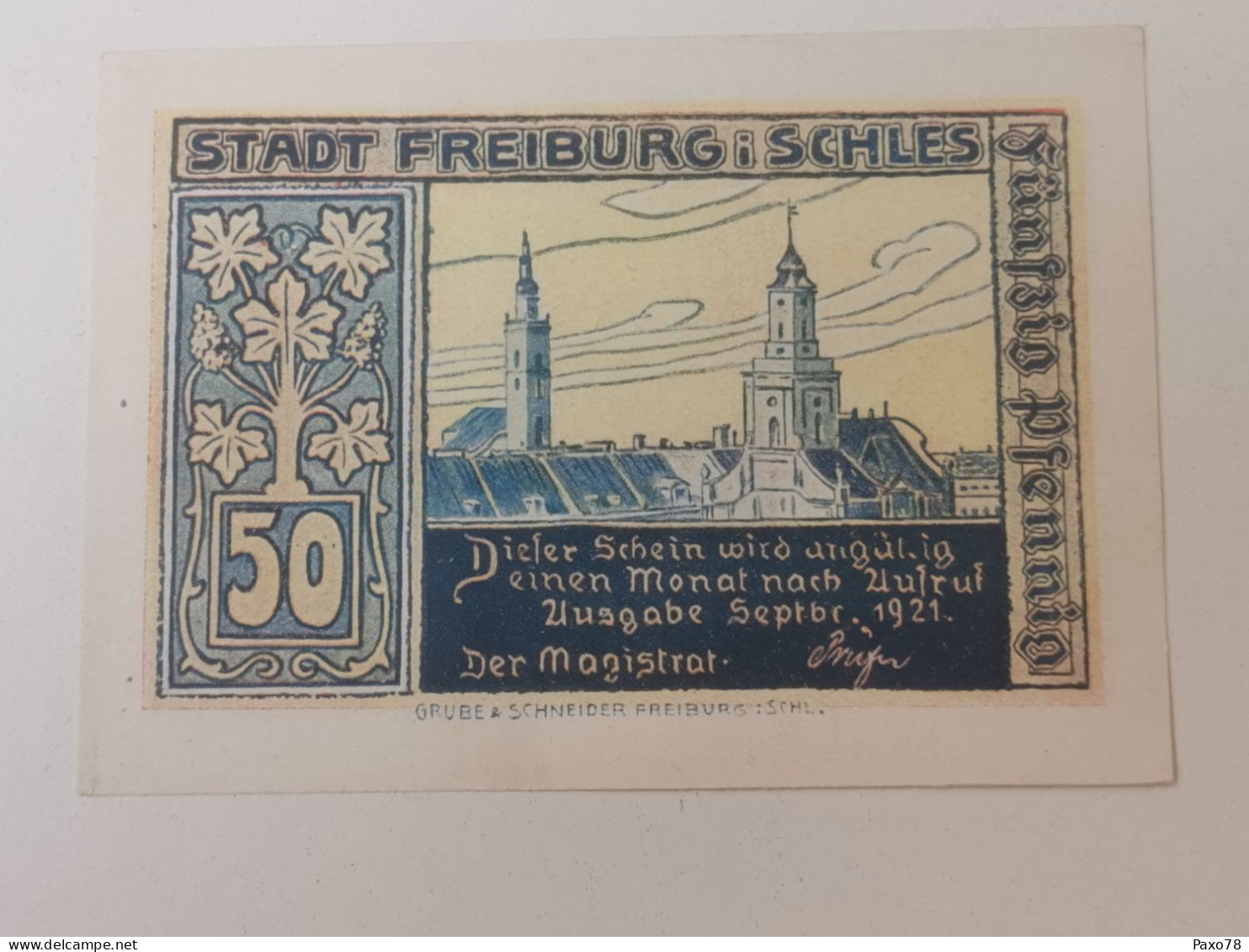 Allemagne Notgeld, 50 Pfennig Stadt Freiburg Schles - Zonder Classificatie