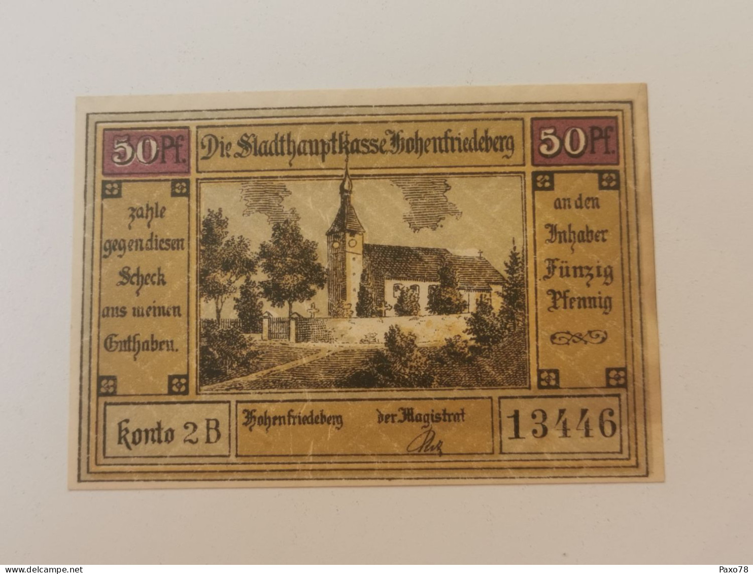 Allemagne Notgeld, 50 Pfennig Stadt Hohenfriedeberg - Ohne Zuordnung