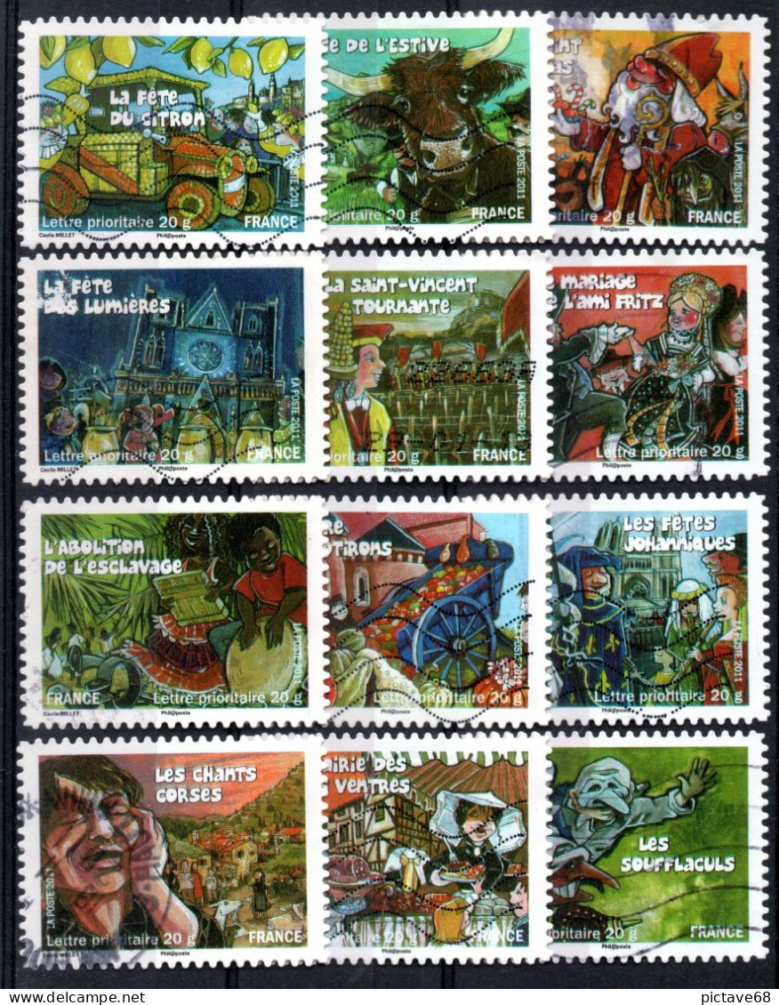 FRANCE / AUTOADHESIFS / SERIE N° 578 à 589  FÊTES ET TRADITIONS DE NOS REGIONS N°1 - Used Stamps