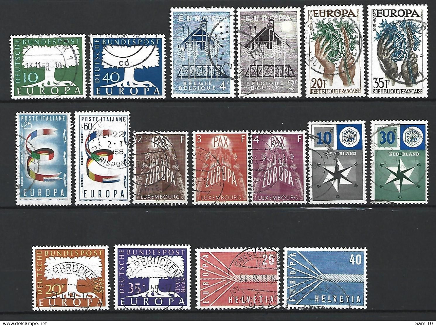 Année 1957 Compléte Europa  Oblitere   Les 8 Pays  Les 17 Valeur Thémes Générale Dessins Communs - 1957