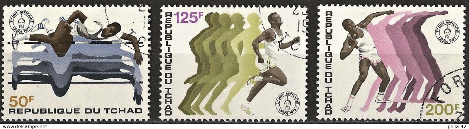 Chad 1973 - Mi 650/52 - YT 283/85 ( 2nd African Sport Games, Lagos ) Complete Set - Tchad (1960-...)