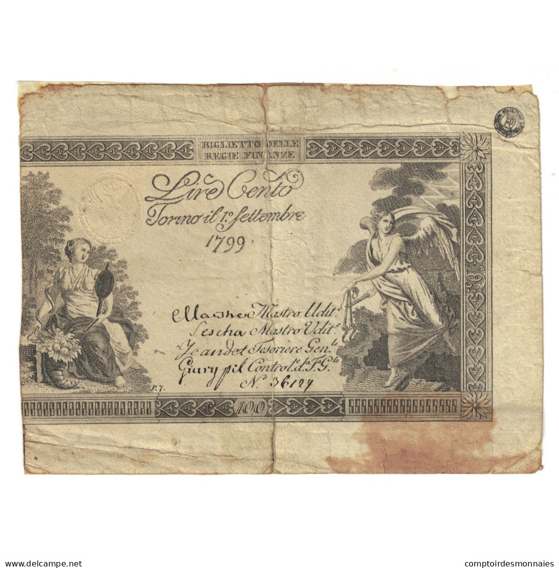 Billet, Italie, 100 Lire, 1799, B - Biglietto Consorziale