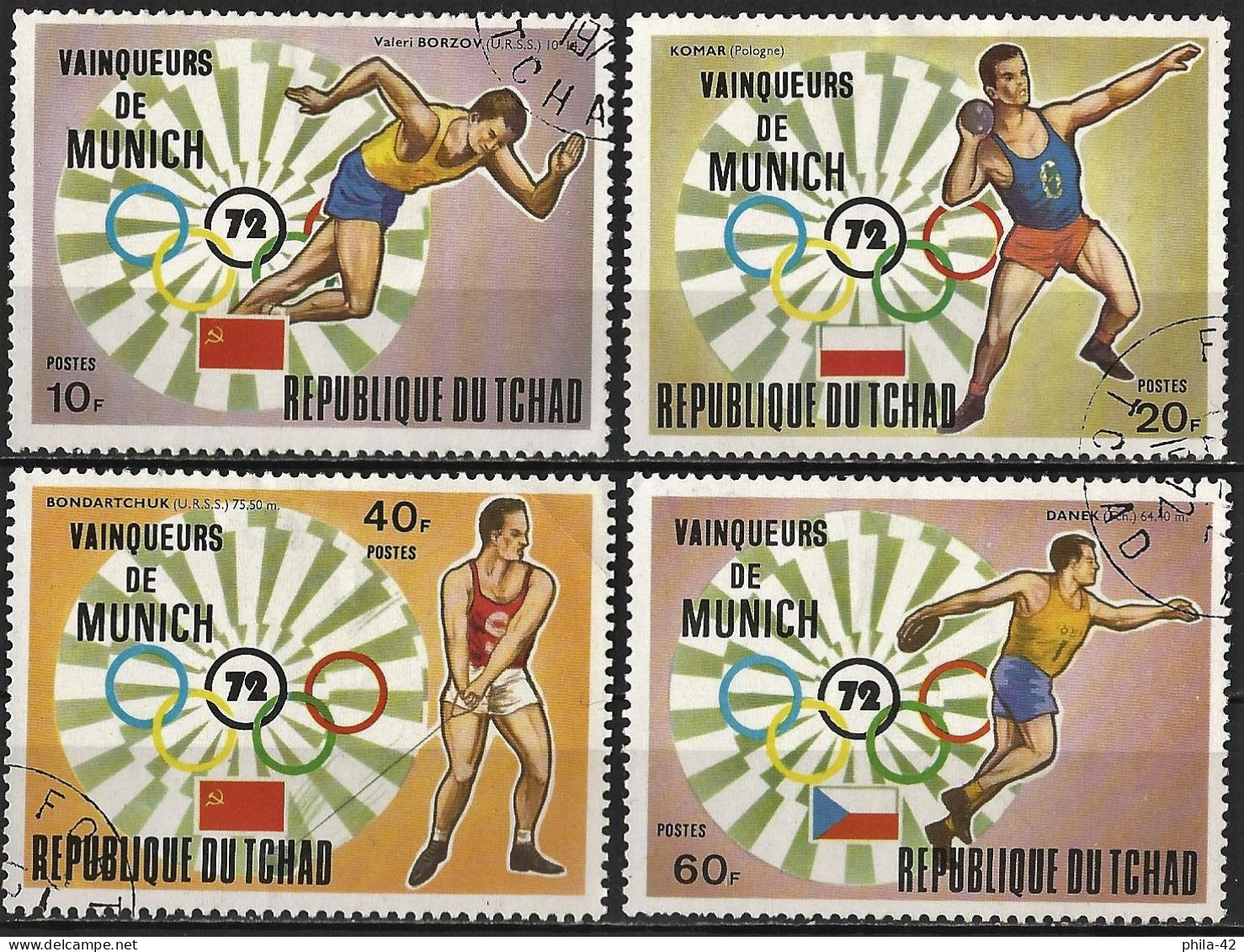 Chad 1972 - Mi 620/23 A - YT 278/81 ( Munich Olympic Games ) Complete Set - Tchad (1960-...)
