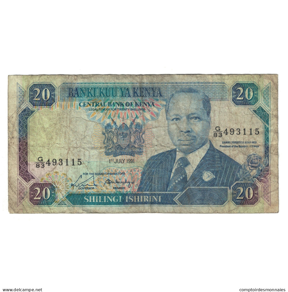 Billet, Kenya, 20 Shillings, 1991, 1991-07-01, KM:25d, TB - Kenya