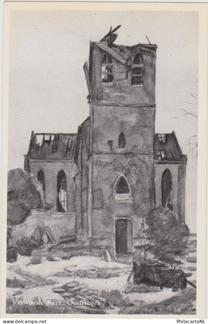 Oosterbeek - Illustratie Verwoeste Kerk - Oud - Oosterbeek