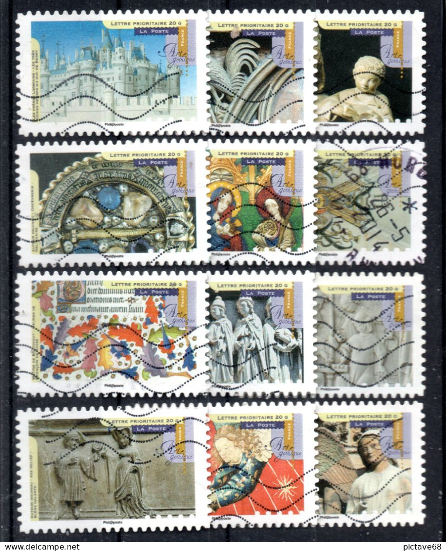 FRANCE / AUTOADHESIFS / SERIE N° 877 à 888  ART GOTHIQUE - Used Stamps