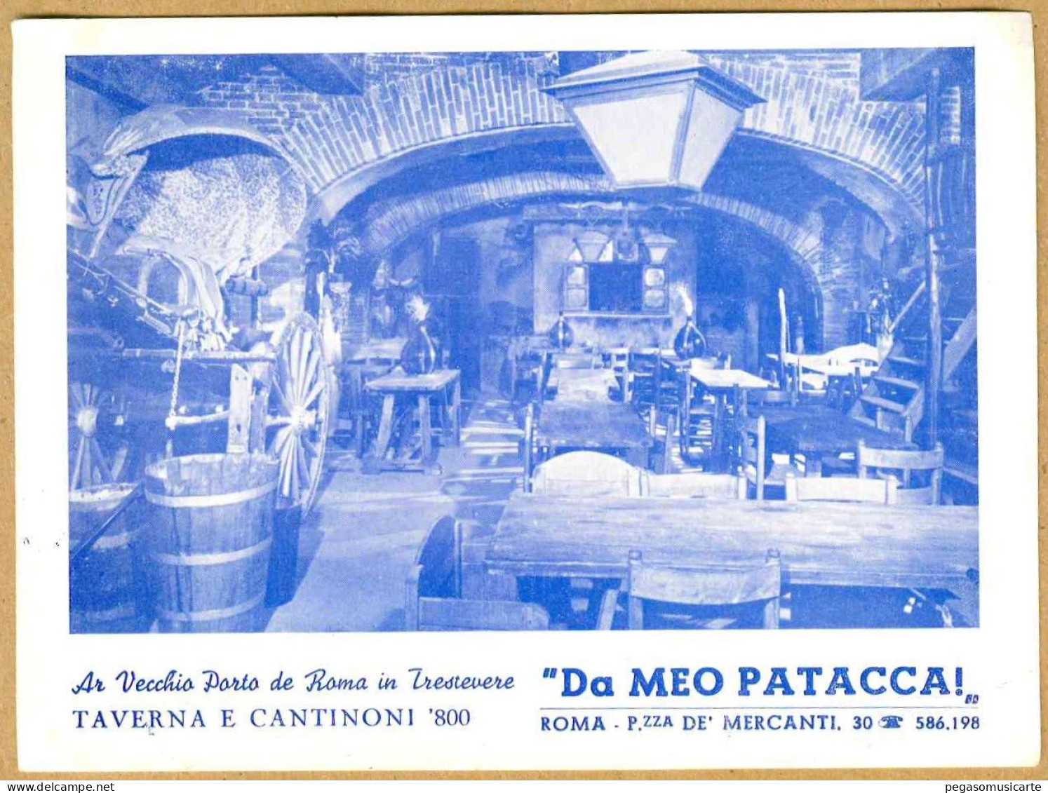 VXB209 - ROMA TRASTEVERE TAVERNA E CANTINONI MEO PATACCA 1950 CIRCA - Bar, Alberghi & Ristoranti